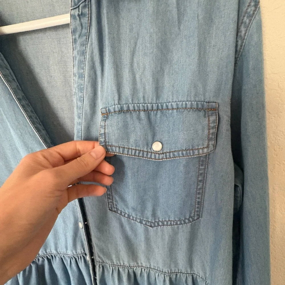 VERONICA BEARD Denim Mini Long-Sleeve Parkton Shirt Dress - Picture 6 of 8